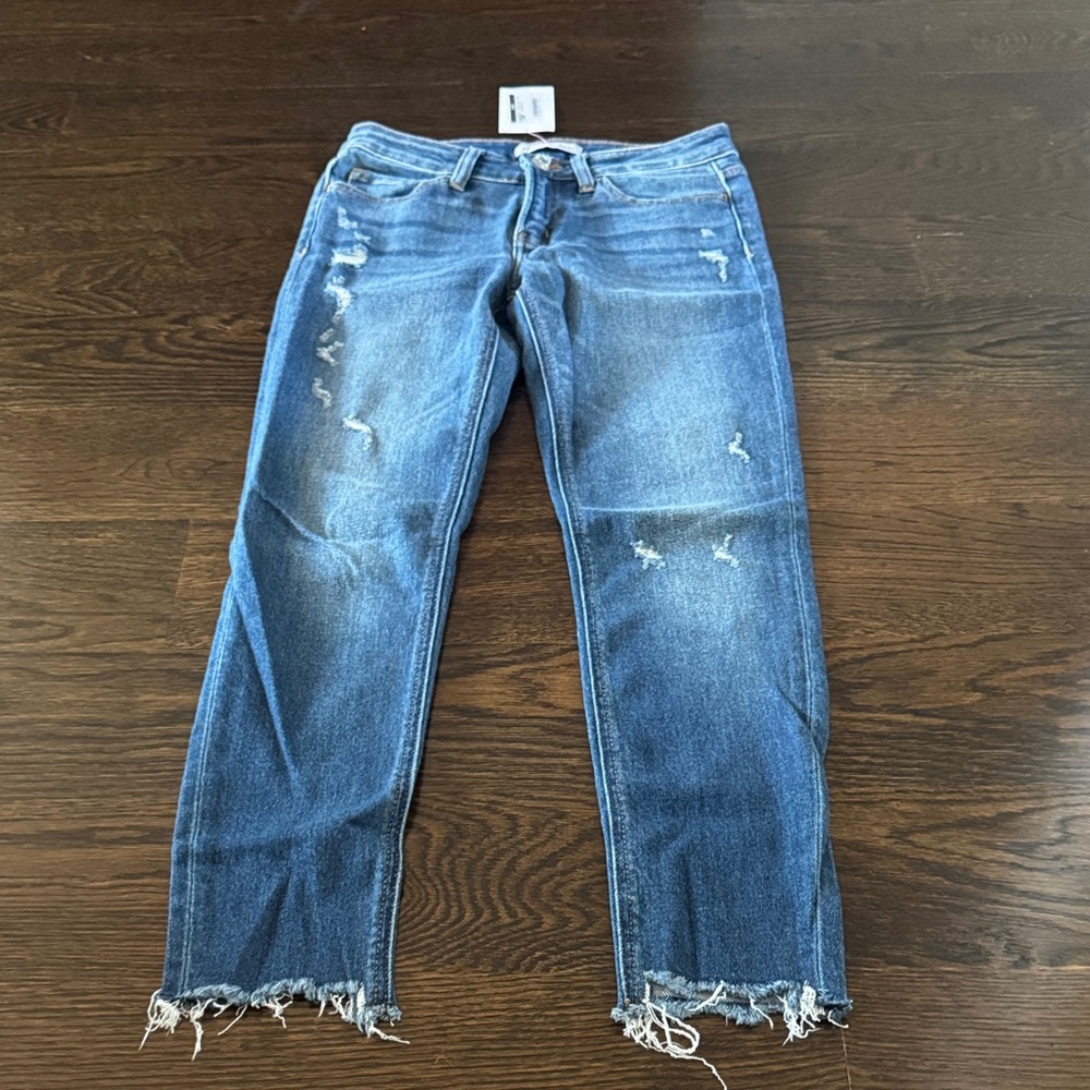 Flying Monkey Straight Leg Distressed Blue Jeans cropped jeans NWT